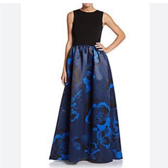 Aidan Mattox Dresses & Skirts - Aidan Mattox Black and Blue Floral Gown